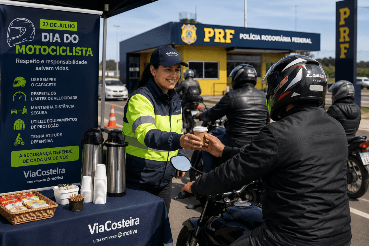 ViaCosteira realiza ação educativa para motociclistas em Tubarão no Dia do Motociclista